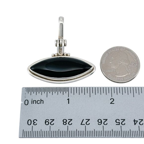 Black Onyx Hinged Pendant | Vintage Sterling Silver 925 - Picture 6 of 6